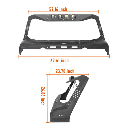 Mad Max Front Bumper w/Steel Grille Guard & Windshield Frame Cover(07-18 Jeep Wrangler JK) - ultralisk4x4