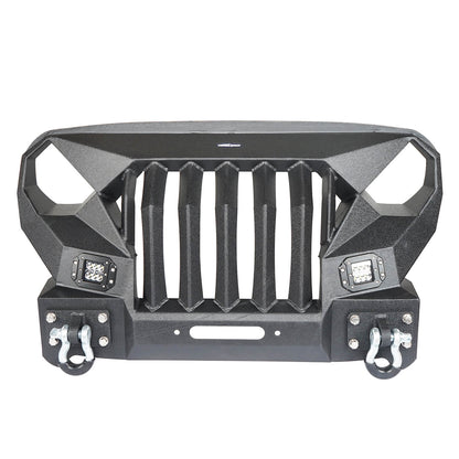 Mad Max Front Bumper w/Steel Grille Guard & Windshield Frame Cover(07-18 Jeep Wrangler JK) - ultralisk4x4