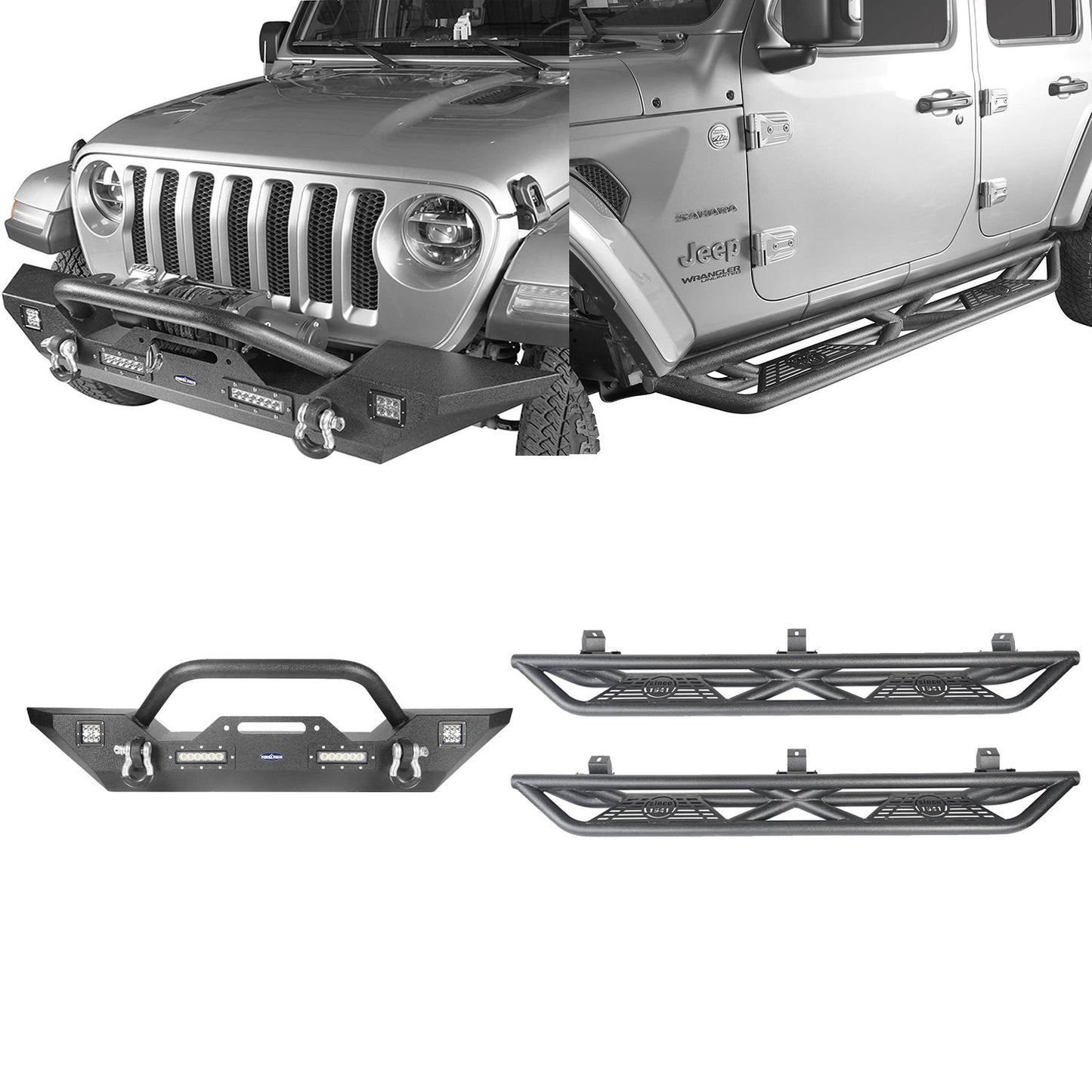 Mid Width Front Bumper & Running Boards (18-24 Jeep Wrangler JL 4 Door) - ultralisk4x4