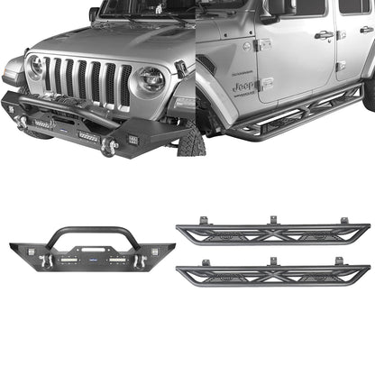 Mid Width Front Bumper & Running Boards (18-25 Jeep Wrangler JL 4 Door) - ultralisk4x4