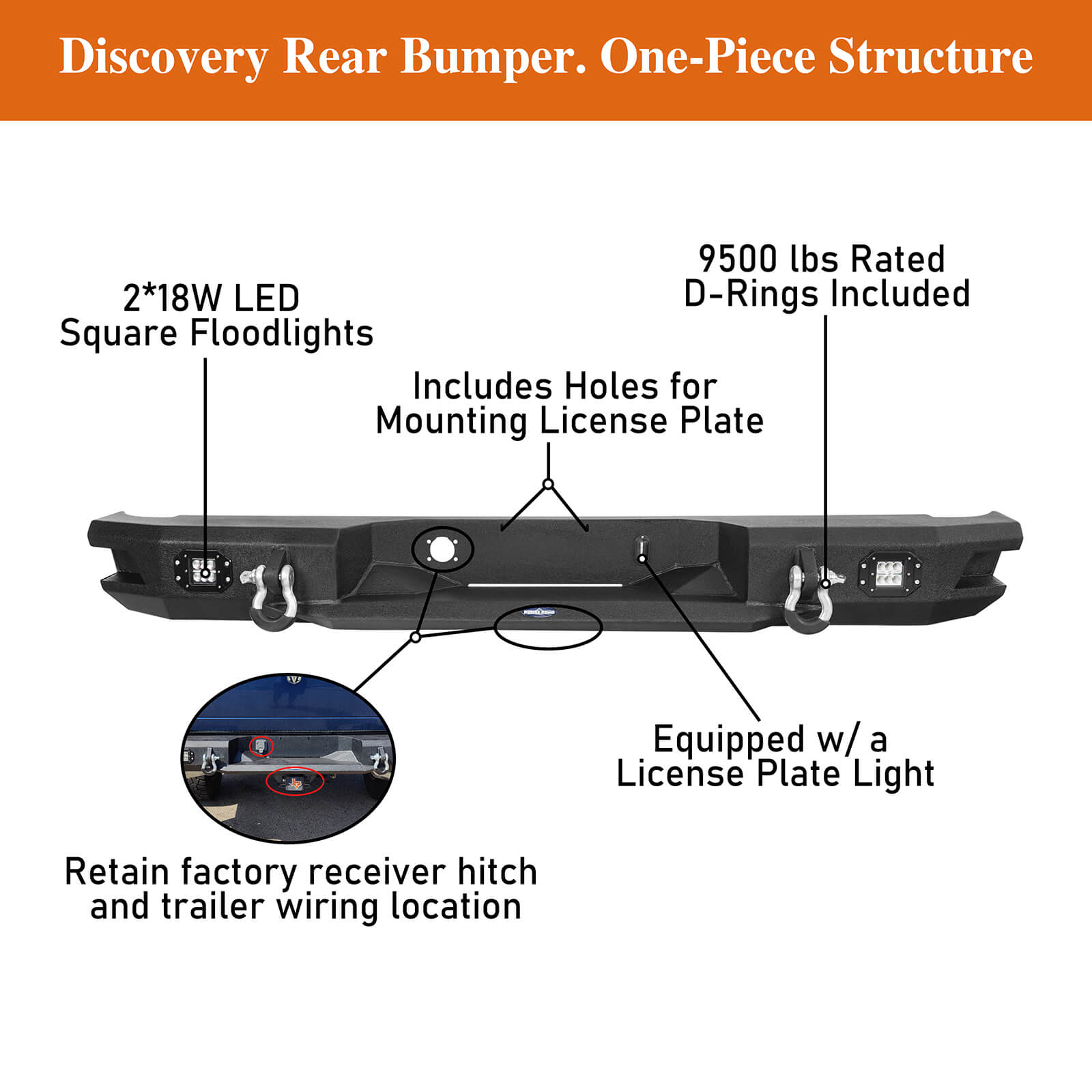 Dodge Ram 1500 Rear Bumper w/LED Floodlights for Dodge Ram 1500 2006-2008 - Ultralisk 4x4 u6503 7