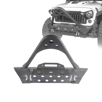 Stubby Front Bumper w/Stinger & Winch Plate Mount w/LED Spotlight(07-18 Jeep Wrangler JK) - Ultralisk 4x4