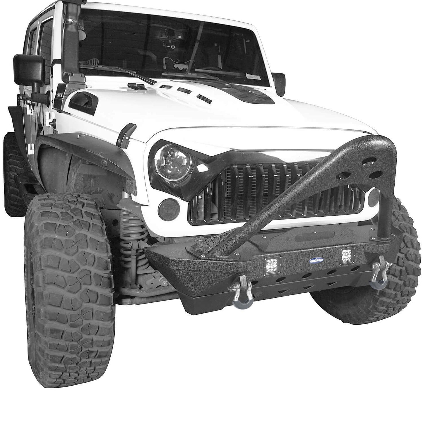 Stubby Front Bumper w/Stinger & Winch Plate Mount w/LED Spotlight(07-18 Jeep Wrangler JK) - Ultralisk 4x4