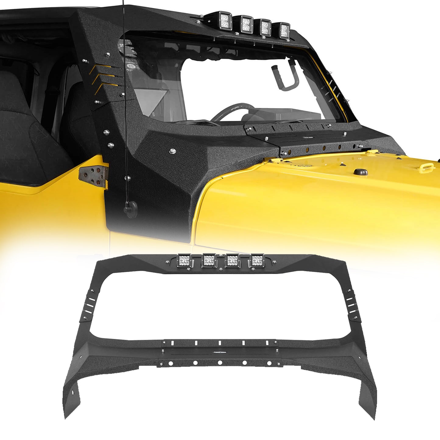 Windshield Frame Cover Visor Cowl Armor w/Lights(97-06 Jeep Wrangler TJ) - ultralisk4x4